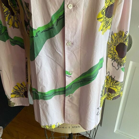JULIEN DAVID | pink sunflower button up designer top L - Picture 5 of 13